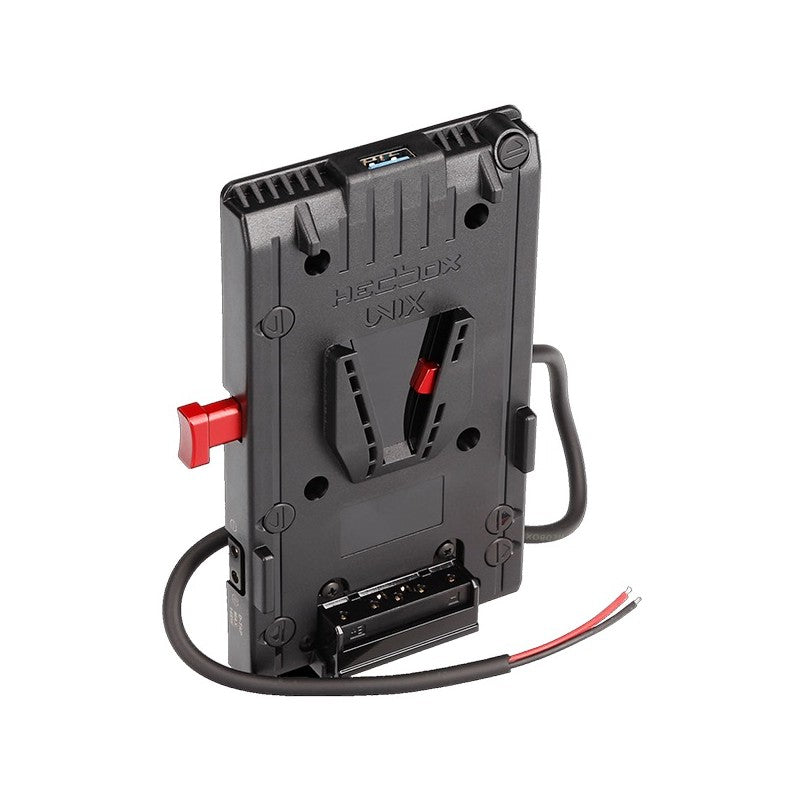 Hedbox V-lock Power adapter plate; USB Output 5.1V / 2.1A; 3 x D-Tap Output 14.8V / 5A; PCB Converter to 12V / 50W - Breakway Cable Fly End