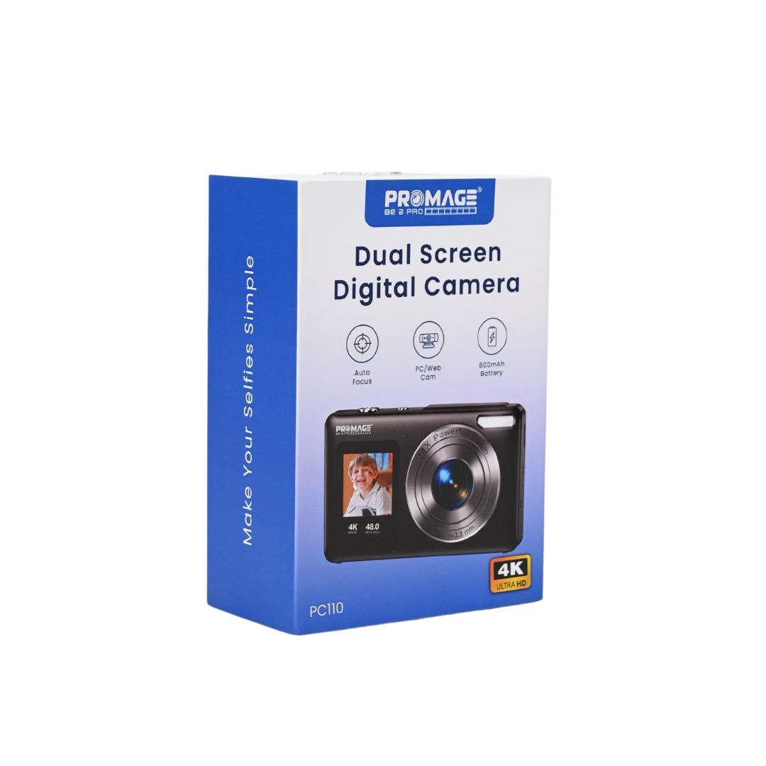 Fotocamera Digitale 4K Dual Screen nera - Modello PC-110