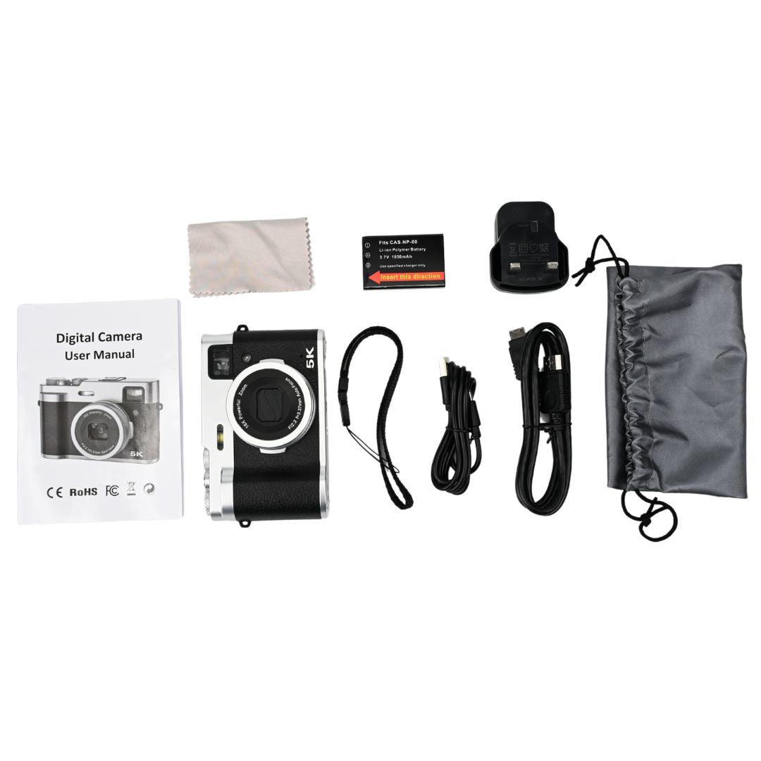 Fotocamera Digitale Nera 5K Promage PC225 – 48MP, Autofocus, Dual Camera