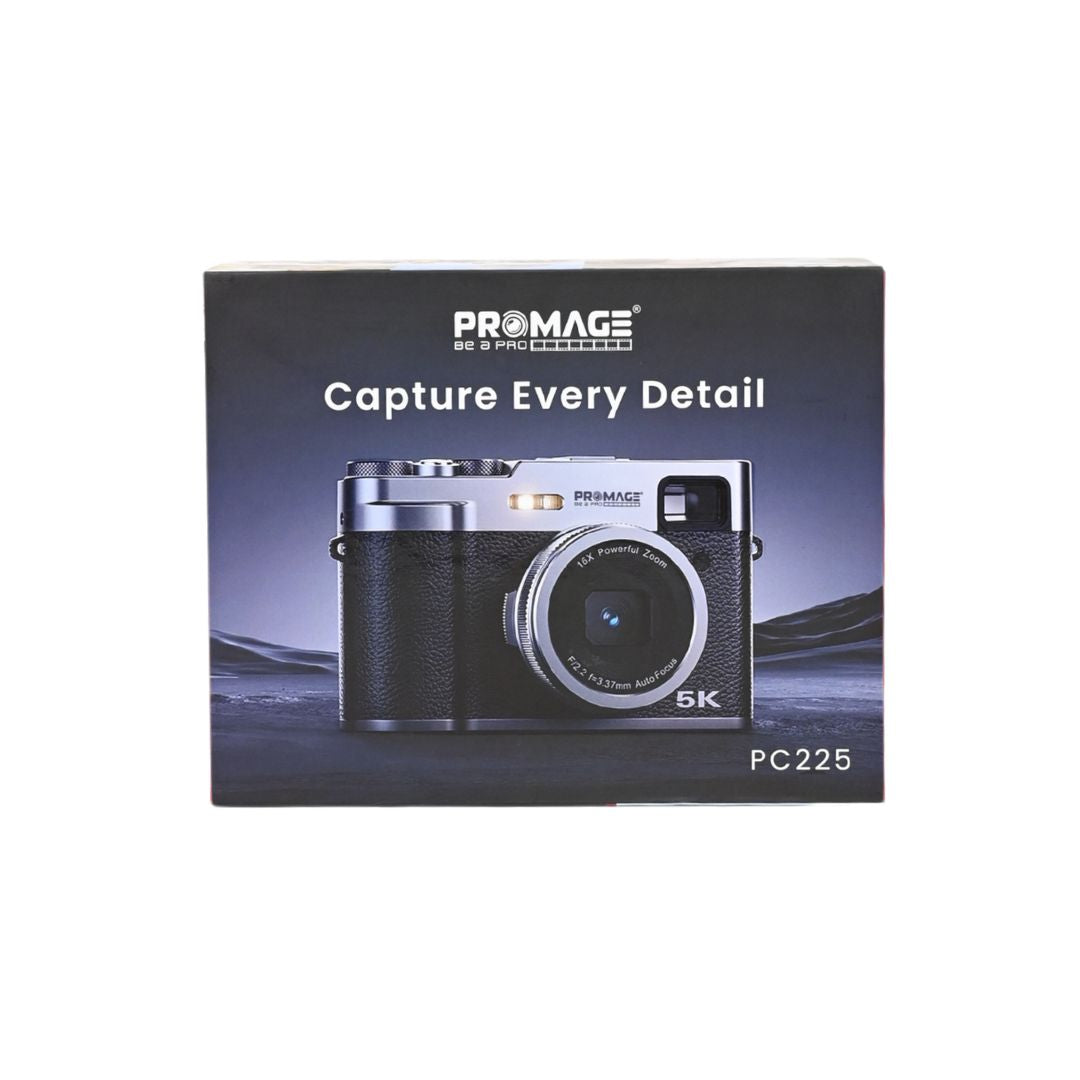 Fotocamera Digitale Nera 5K Promage PC225 – 48MP, Autofocus, Dual Camera