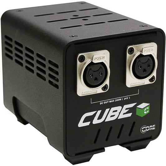 CoreSWX ( CUBE-24 ) AC to DC 200w, 24v industrial power supply, all aluminum,2x 3-pin XLR Male Outputs, Fanless/Silent