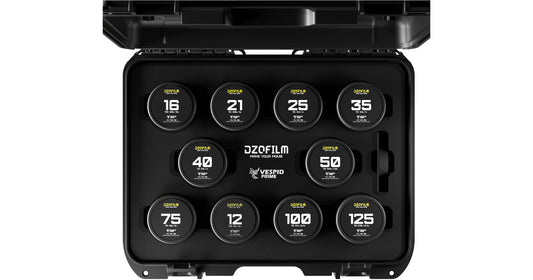 DZOFilm VESPID Prime Cine 10-Lens Kit -- 21/25/35/40/50/75/100/125mm T2.1+ 12/16mm T2.8